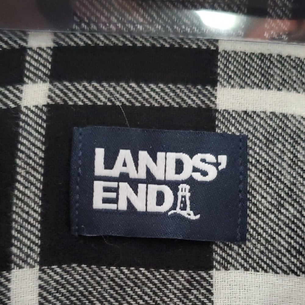 Lands' End Flannel Nwt Black and White Checkered Men's Shirt - Picture 2 of 11